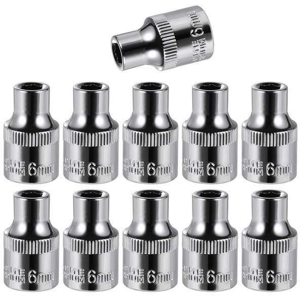 11-Piece 6mm Shallow Sockets, 3/8-Inch Drive, 6-Point, Corrosion Resistance, Compatible