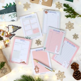 6 Notepads for Appointments, Weekly Planner, Daily Planner, To Do List, Shopping Lists and Notes - Daily Planner Sloth & Lama - Ideal for School, University and Household - Notepad Set 12 - DIN A6