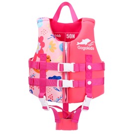 Gogokids Toddler Swim Vest, Kids Float Jacket for 20-30-40-50 lbs Girls and Boys, Swimming Floaties with Duel Adjustable Safety Strap, for 2-9 Year Old Children