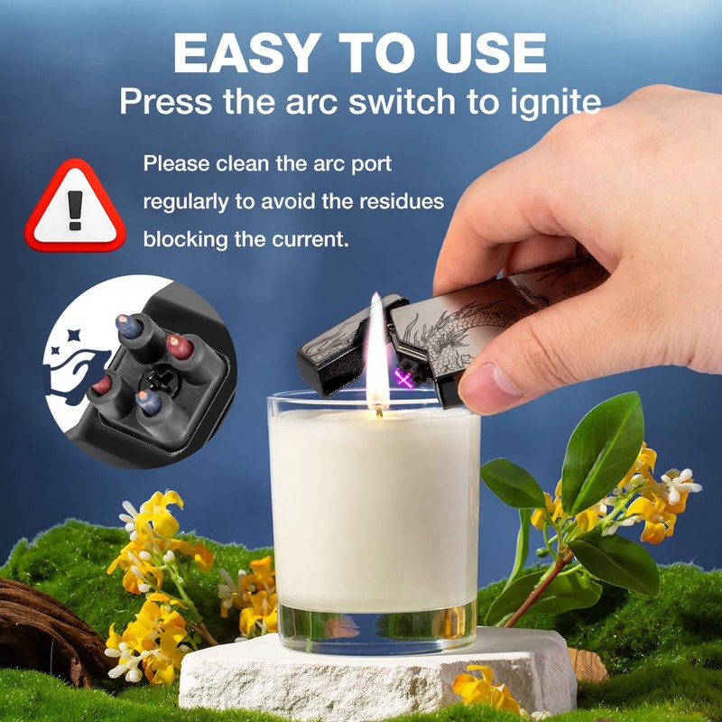 LcFun Electric Lighter - USB Rechargeable, Dual Arc Plasma Lighter,