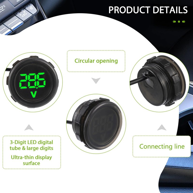 EPLZON 2pcs Digital Voltmeter DC 4-100V 2 Wires 3-Digit LED