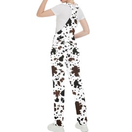YXLUOKY Cow Print Overalls for Women Fashion Animal Pants Cute Jumpsuits Bibs Coveralls(Brown Cow Print,M)