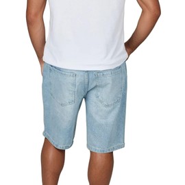 riverso RIVAshton Men's Loose Fit Jeans Shorts Summer Denim Cotton Plain Blue Grey S M L XL XXL, Light Blue Denim (L185), M