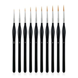 10 Pack Miniature Detail Paint Brushes Kit, Professional Tiny Paints Brushes Set for Watercolor, Oil, Face, Nail, Fine Detail Paint Brushes for Line Drawing, Black