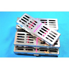 5 Ea Pink Sterilization Cassette Rack Tray for 5 Instruments German Grade Stainless Cynamed