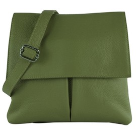 modamoda de - T63LEDER - Women's Leather Shoulder Bag, olive green