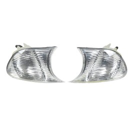 Turn Signal Light, Car Front Corner Lights Left Right Clear Lens Turn Signal Lights Replacement for 3 Series E46 Coupe 1998‑2001(White 63126904307 63126904308)