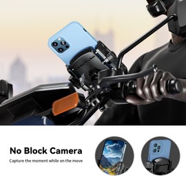 Kewig Motorcycle Phone Mount Holder-[Not Block Camera] Bike Phone Mount Handlebar Clamp, Scooter Phone Holer Fit for 5.4-7.2" Smartphones