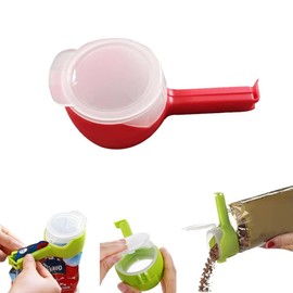 1PCS Bag Clips with Pour Spout Snack Clips That Pour Food Storage Sealing Clips with Pouring Spouts Reusable Plastic Cap Sealer Clips Bag Clips Seal and Pour Bag Clip for Food Storage Organizer