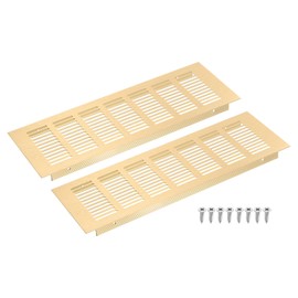 sourcing map Air Vents Cover, 2Pcs 300 x 100mm - Aluminum Alloy Mesh Air Return Vent Cover, Rectangle Louvered Ventilation Grille for Shoe Cabinet Wardrobe (Gold)