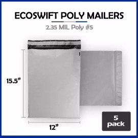 EcoSwift 5 12x15.5 EcoSwift Poly Mailers Plastic Envelopes Shipping Mailing Bags 2.35MIL
