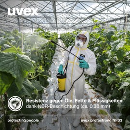 Uvex profastrong NF33, 3 Pairs - Chemical Protection Gloves Against Oils, Fats, Acids & Solvents - Abrasion-Resistant, Resistant & Sensitive - Green - Size 08/M