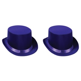 Beistle 2 Purple Satin Top Hats Sleek Headwear for Formal Occasion and Team Spirit School Accessories, OSFM