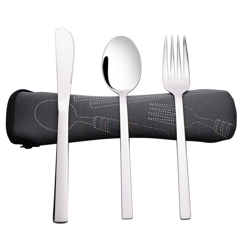 3 pieces travel cutlery, witbicg spork camping cutlery set cutlery