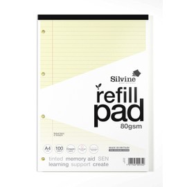 Silvine A4 Cream Paper Dyslexia Refill Pad - Lined with Margin (100 Pages)