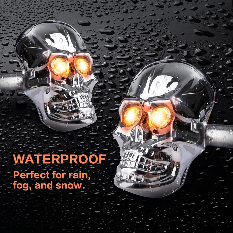 Motorcycle Turn Signals Led Skull Blinkers 10mm Screw Indicator Light