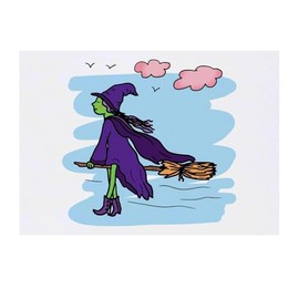 'Witch Riding On A Broomstick' Temporary Tattoo - Water Resistant, Skin-Safe, Non-Toxic Transfer (TO00082953)