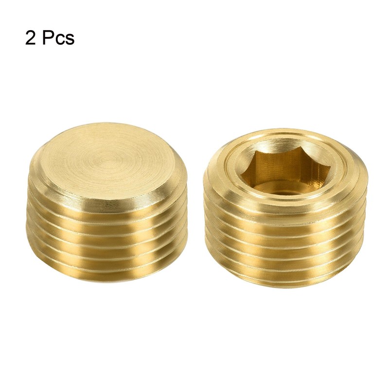 sourcing map Brass Pipe Plug 3/8 NPT Male Thread Hex