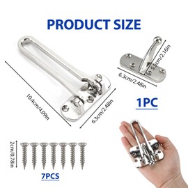 Door Chain Lock for Front Door Security Swing Bar Guard Lock Door Bar Restrictor Heavy Duty Door Safety Chain Latch for Home Apartment Hotel Dormitory Childproof Reinforcement Door Stopper, Silver