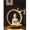 Dyware 8.8 Inch LED Buddha Statue for Indoor, Yellow Ceramic