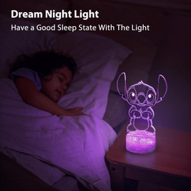 Hoofun Stitch Night Light with Timer & Memory,【2025 New Upgraded】 16 Color Changing LED Lamp,Touch & Remote Control, Stitch Gifts for Girls, Kids, Boys,Cute Bedroom Decor for Birthday Christmas Party