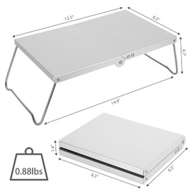 Ultralight Mini Outdoor Table Foldable Aluminum Alloy Camping Table with Carry Bag for Outdoor Cooking, Picnic, Camp, Barbecue (Silver)