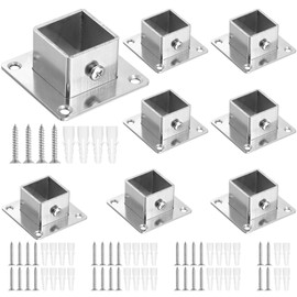 MorningRo 8 Pcs Square Post Bases 1" x 1" Stainless Steel Flange Anchor Bases Heavy Duty Post Brackets for Fence Deck Railing Support