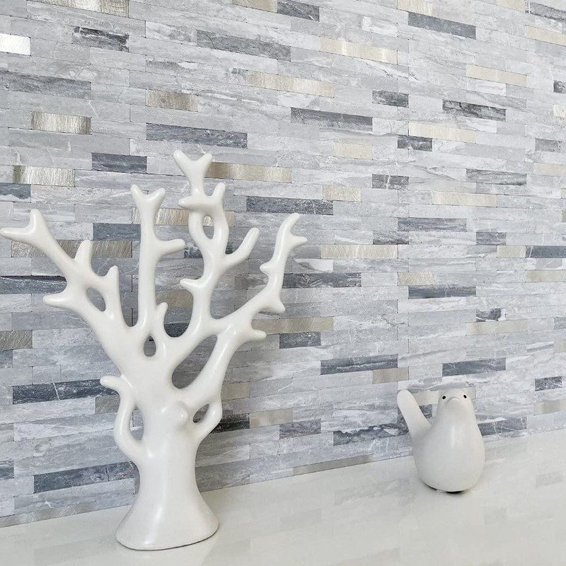 DICOFUN 10-Sheets Peel and Stick Backsplash Wall Tile, Faxu Stone