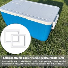 ORTREE Cooler Handle Replacement Parts for Coleman Coolers with 2-Way Handles,Accessory Parts #3000005306 (Old Part #R5286B120G).White,Pack of 2