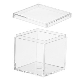 PATIKIL - Caja de acrílico con tapa de 4,5 x 4,5 x 4,5 cm, acrílico transparente para contenedores de plástico cuadrado de cubeta organizador de almacenamiento para dulces y pequeñas joyas