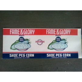 corn 10 Vintage Corn Can LABELS FAME & GLORY SHOE PEG CORN BRAND UNION MILL,MD. Mint