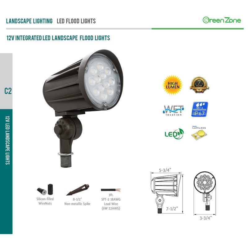 Westgate WG LED 12 Volt Outdoor Landscape Garden Bullet Flood
