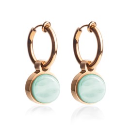 Clip Ohrringe mit Anhänger • Roségold Ohrclips aus Edelstahl vergoldet • mit Charm in mint zum Wechseln • nachhaltig & handgemacht • MIX AND MATCH • Ø 14 mm