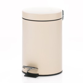 kela Kosmetikeimer beige 3l, Metall Tretmülleimer Badezimmer, Badmülleimer mit Inneneimer und Tragehenkel, MONACO, Mülleimer beige matt