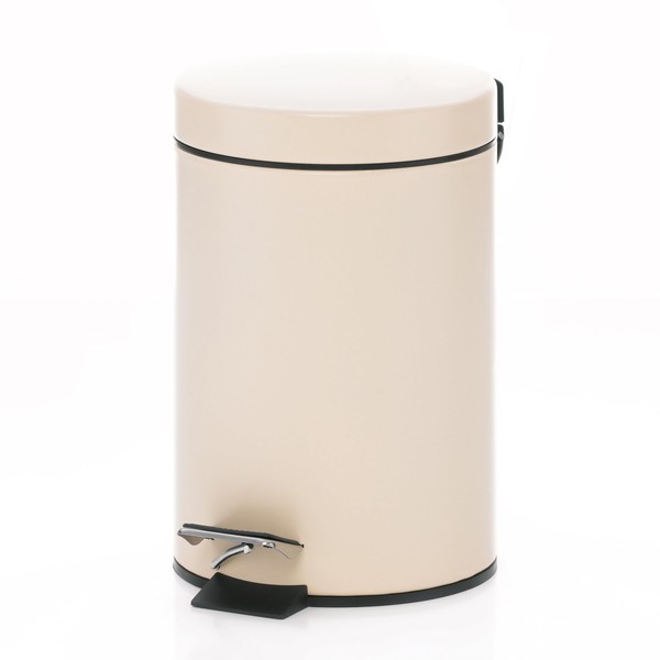 kela Kosmetikeimer beige 3l, Metall Tretmülleimer Badezimmer, Badmülleimer mit Inneneimer