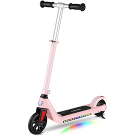 Caroma Electric Scooter for Kids Ages 6-8, Kick-Start Boost Kids Scooters for Boys/Girls, Max 6 Miles & 10 MPH, Electric Kick Scooter with Adjustable Height & Deck Lights, 120W