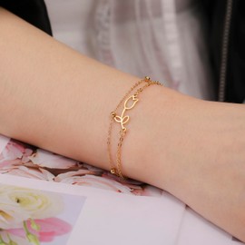 UNIFT Tulip Charm Bracelet for Women Stainless Steel Dainty Elegant Tulip Flower Bracelets Tulip Jewelry Mother's Day Gifts (gold 1)
