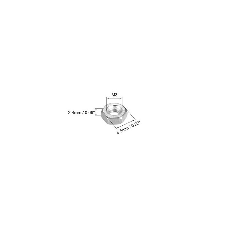 sourcing map Hexagon Nuts M3 x 0.5 mm Metric Coarse