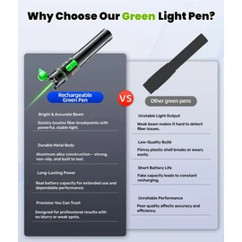 Green Light Visual Fault Locator | 510nm 15-20KM VFL for SC/FC/ST/LC Networks | Telecom & Data Center Pro Tool