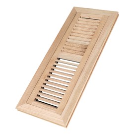 Hardwood White Oak Floor Register, Flush Mount with Frame, 4x14 Inch with Damper, Unfinished