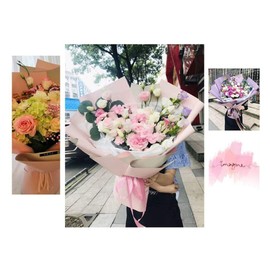 XICHEN 20 Counts /10 Colors Gold Edge Flower Waterproof Floral Wrapping Paper,Florist Bouquet Supplies,DIY Crafts,Gift Packaging or Gift Box Packaging, 22.8 * 22.8Inch