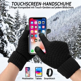 Figarge Knitted Gloves Touch Screen Thickened Winter Gloves Warm Knitted Gloves Finger Gloves Non-Slip, Bk