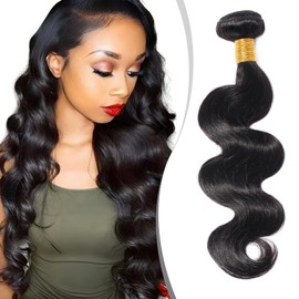Elailite Curly Human Hair Bundles Weave Hair Extensions Real Remy Hair Weft Body Wave (#1B Natural Black, 14 Inch-100g)