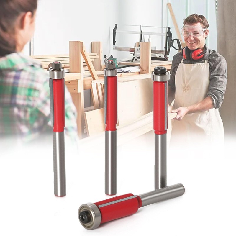 KOZTOL 4Pcs Flush Trim Router Bits, 1/4 Inch Shank Bearing