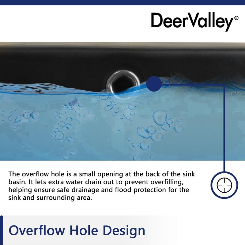 DeerValley DV-1U303B Black Undermount Bathroom Sink 18'' x 15'' Oval