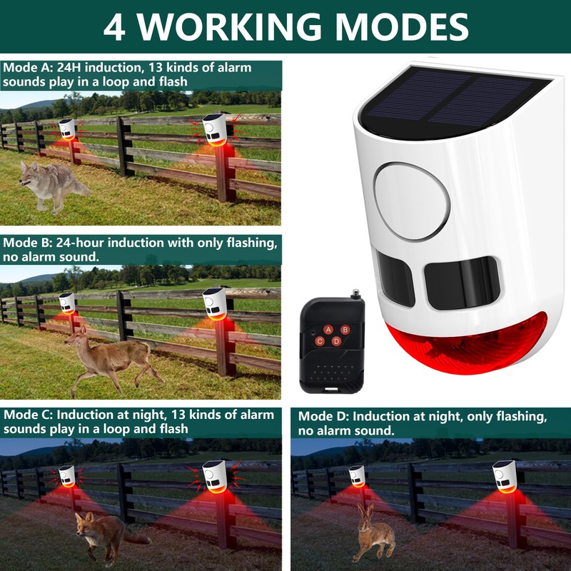 Comboss Solar Motion Sensor Alarm - Motion Sensor Dog Barking