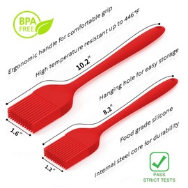 Silicone Basting Pastry Brush - Cooking Brush for Oil Sauce Butter Marinades, Food Brushes for BBQ Grill Kitchen Baking, Baster Brushes Baste Pastries Cakes Meat Desserts, Food Grade, Dishwasher Safe