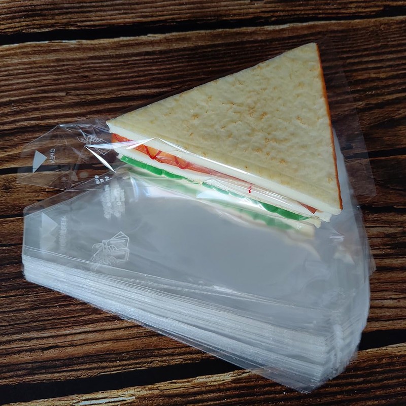Plastic Sandwich Bags Packaging Container, Clear Triangle Bakery Wrappers for