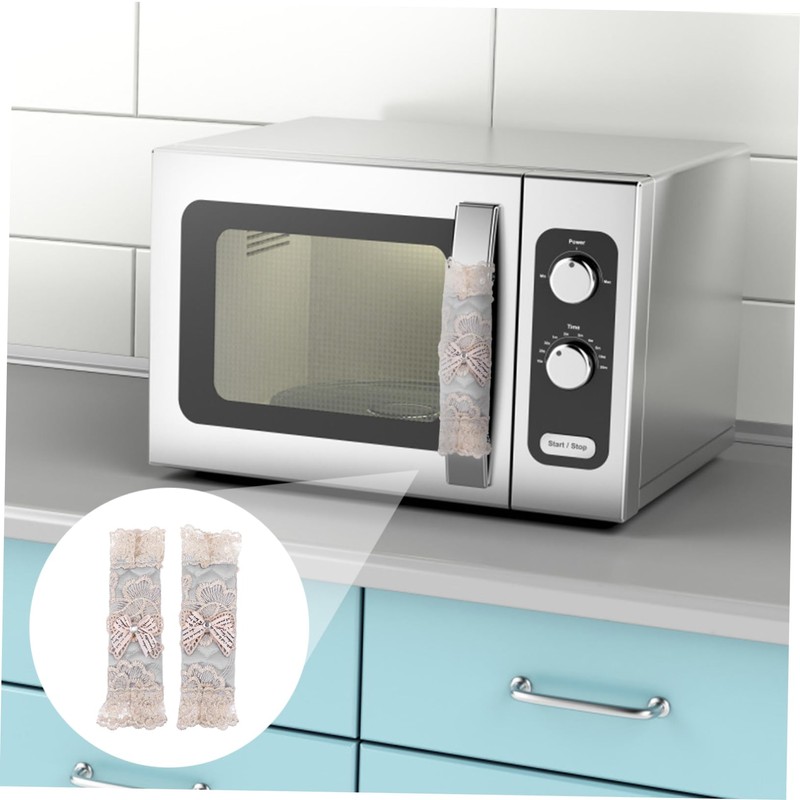 jojofuny 2pcs Refrigerator Handle Gloves Oven Handle Cover Lace Fridge