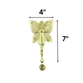Renovators Supply Manufacturing Brass Door Knockers for Front Door 7 in. Flower Fairy Polished Brass Door Knocker with Mounting Hardware